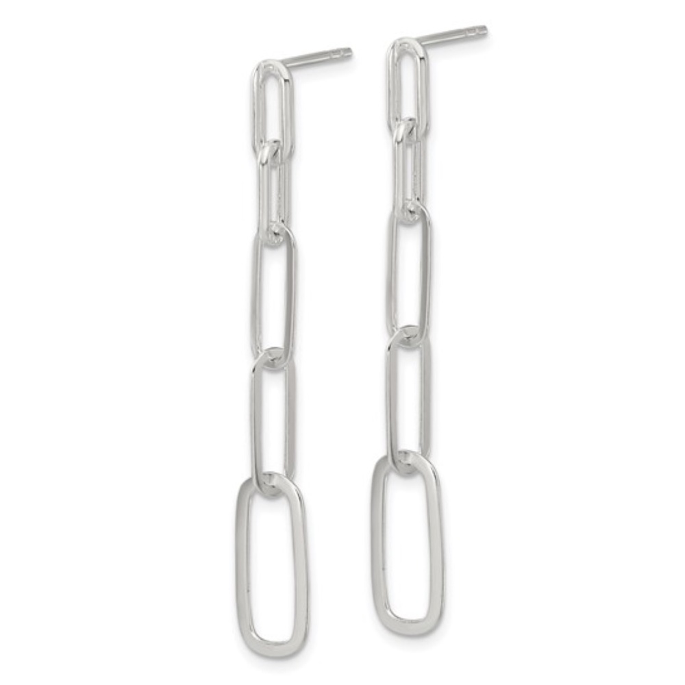 Paperclip Link Post Dangle Earrings Sterling Silv… - image 2